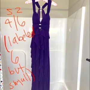 Purple ruffle formal dress